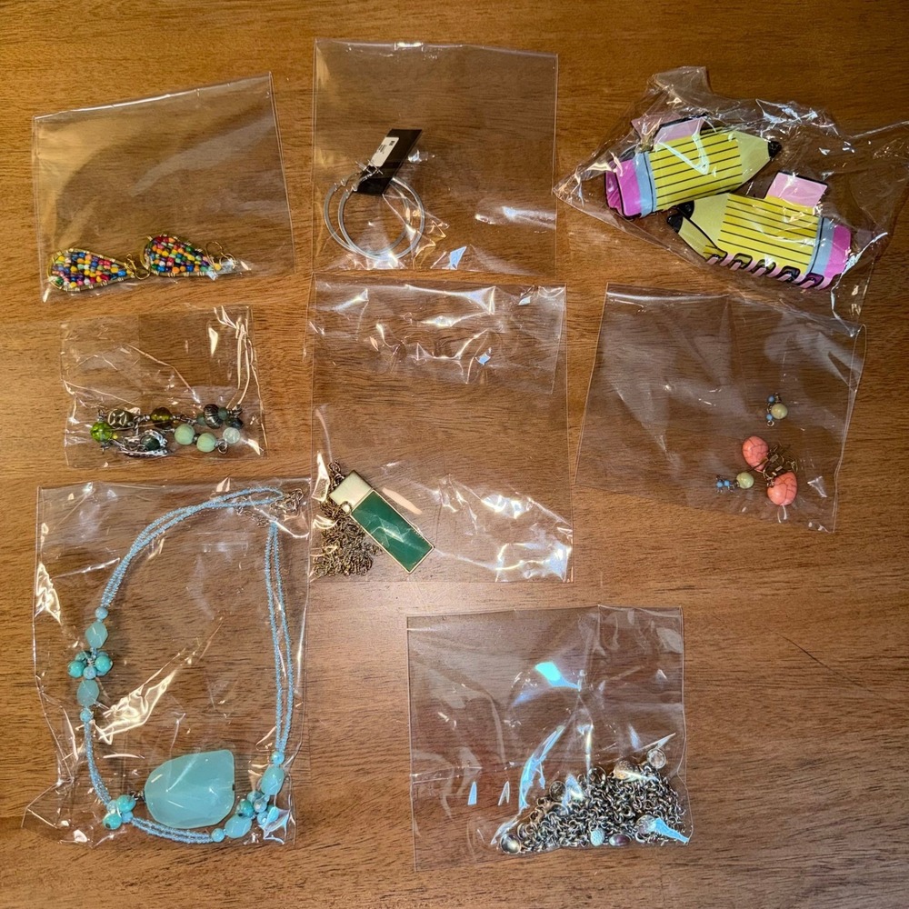 Mixed Jewelry Accessory Lot Pencil Hair Clips Turquoise Necklace Beaded Earrings